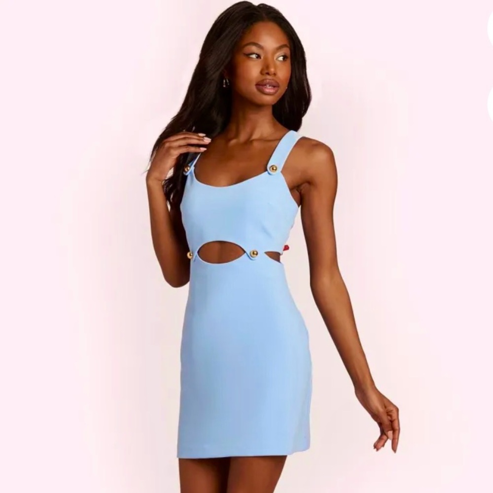 (Sold) Amanda Uprichard Aniston Blue Mini Dress